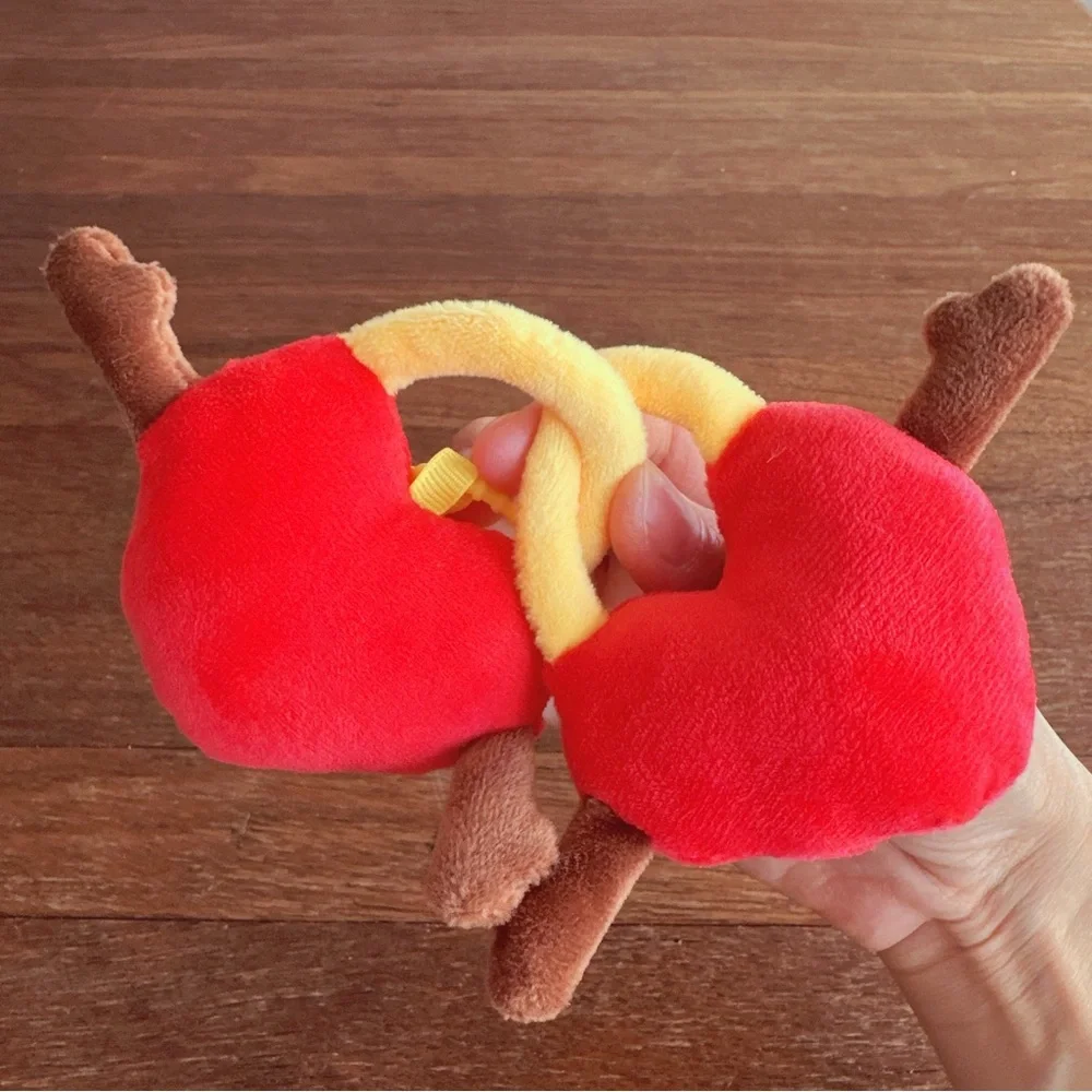 Red Heart Lock Plush Keychain Bag Charm Kawaii Cute Soft Stuffed Pendant Gift Ne